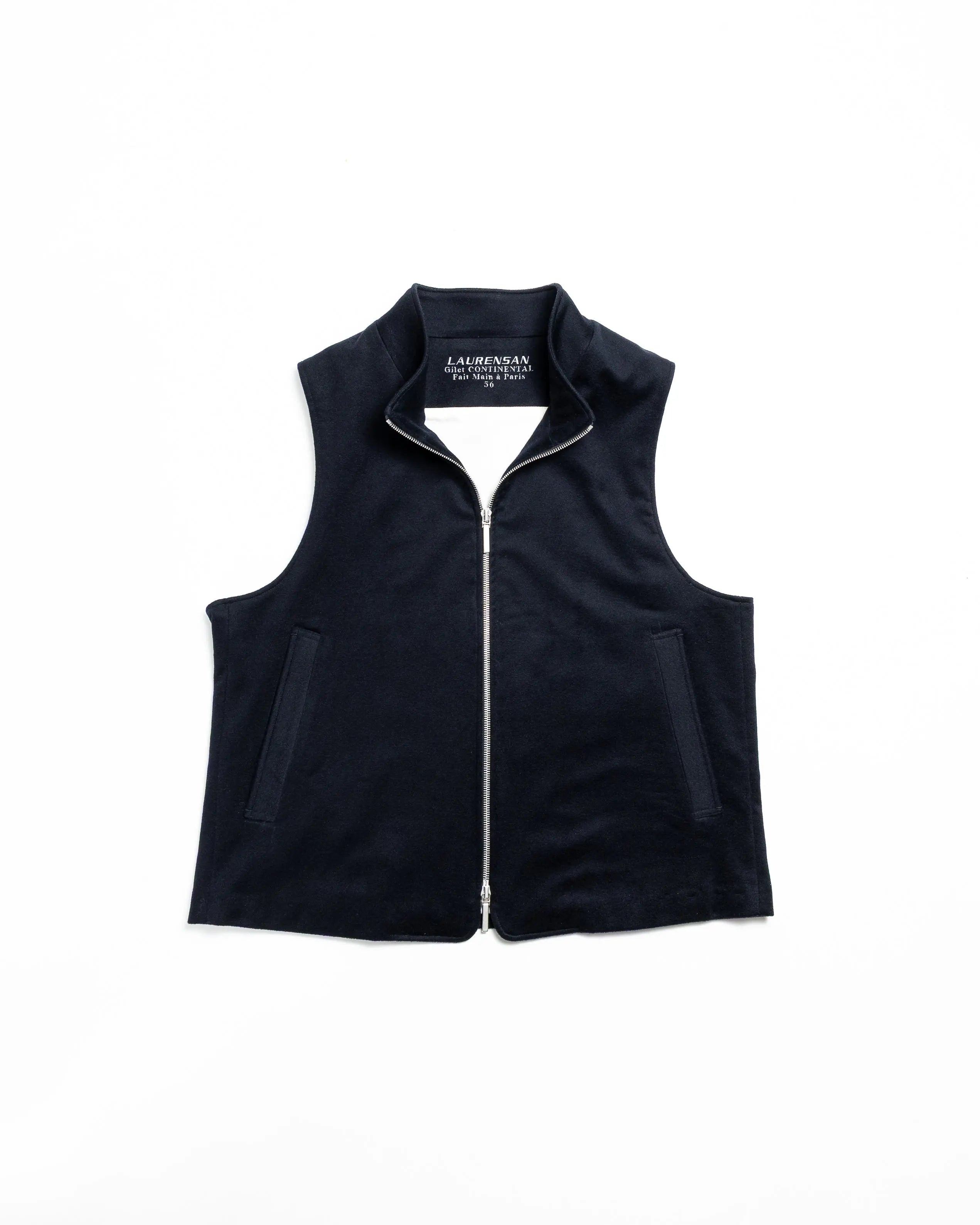 Gilet Continental en cachemire loro piana fait main à paris vue de devant