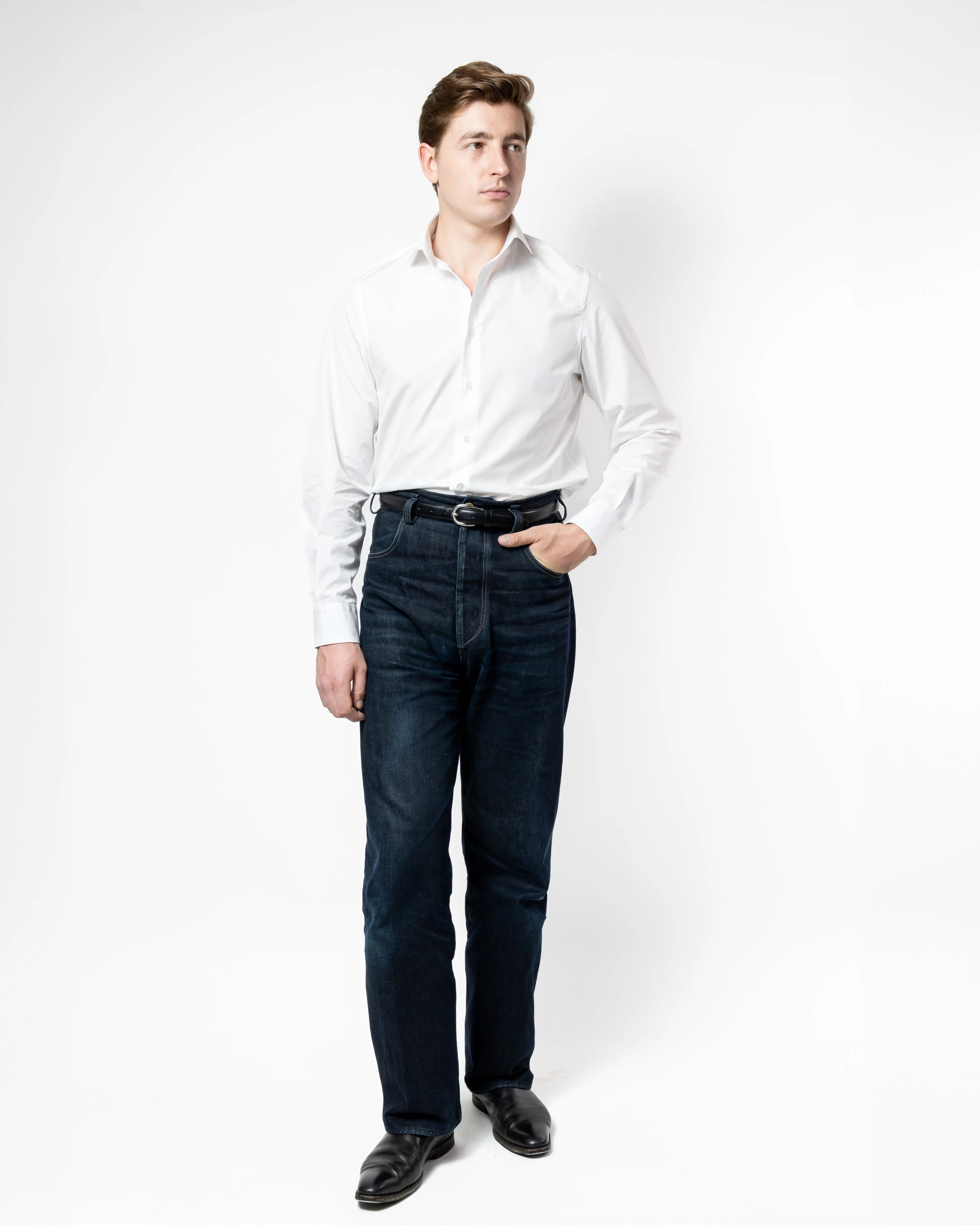 Chemise en Popeline Blanche Thomas Mason fait main en Espagne pour laurensan