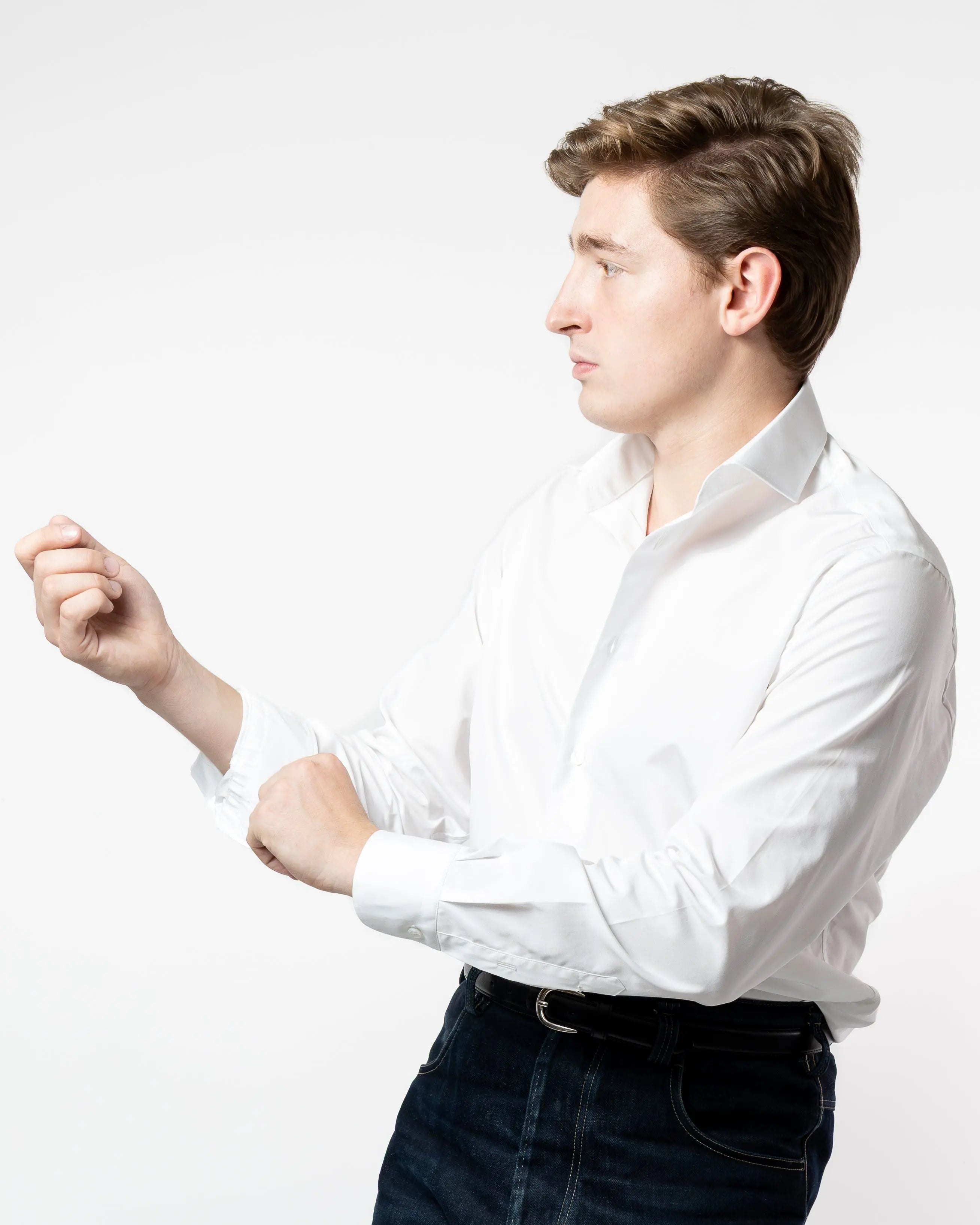 Chemise en Popeline Blanche Thomas Mason fait main laurensan