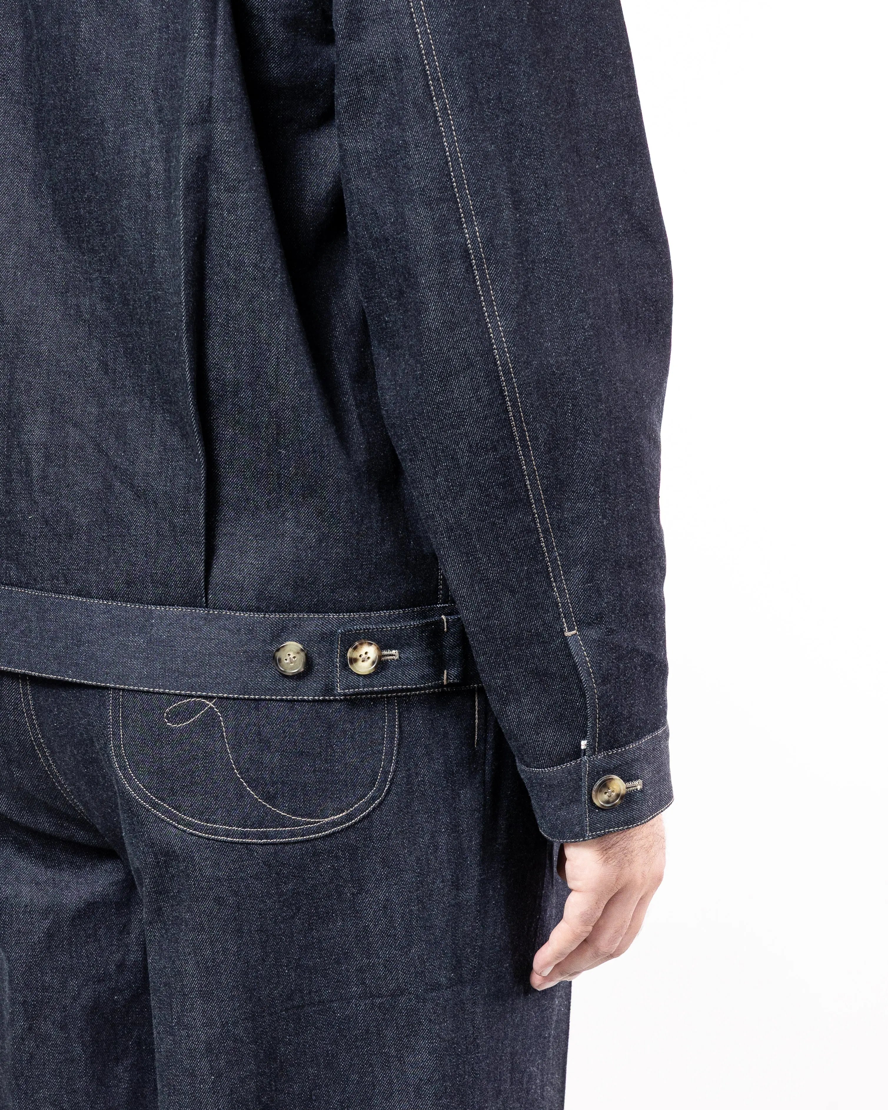 Veste en denim selvedge japonais type 2 de chez laurensan, détails de manche