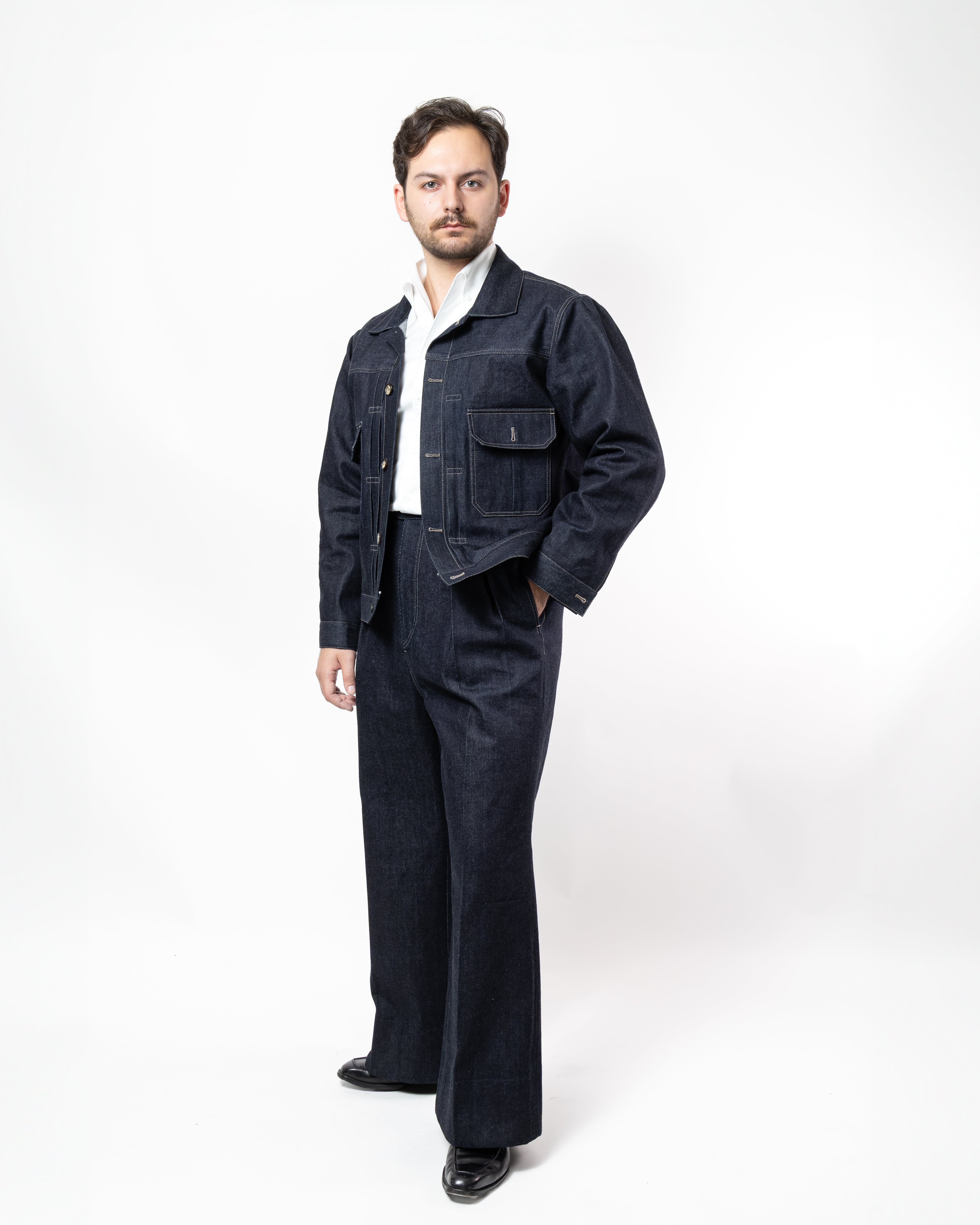 Veste type 2 en denim selvedge japonais fait main à Paris 